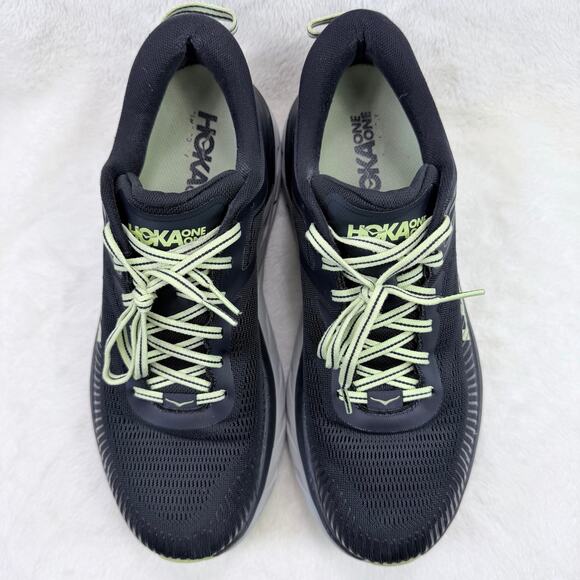 HOKA Bondi 7 Mens Running Shoes Black Navy Lime Size 11.5 Wide 2E Cushion main image 7